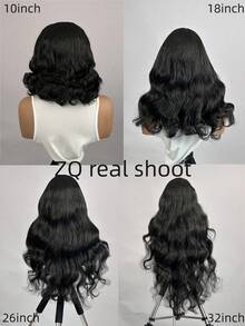 13*6 13x4 5*5 4*4 34 Inch Short Bob Wig, Natural Hairline Lace Front Wig, Pre-Plucked Brazilian Remy Hair Wig, Lace Closure Wig, Glueless Wig, Natural Black Color, Suitable For Halloween, Christmas Party And Various Occasions, Great Gift For Women - Natural & Black - View 9