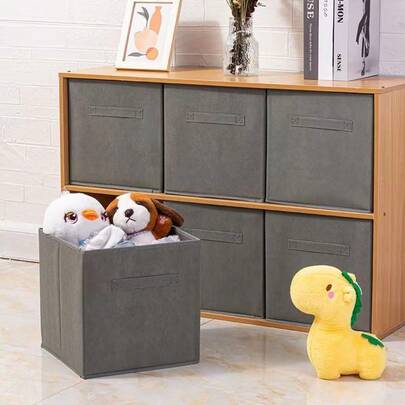 3pcs/5pcs Non-Woven Fabric Square Uncovered Multi-Purpose Collapsible Storage Boxes, Portable Organizer Bins For Home