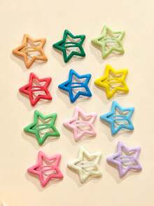 20pcs/50pcs/80pcs Y2K Macaron Five-Pointed Star Hair Clips, Colorful Bangs Star BB Clips For Thick Hair - Multicolor - View 3