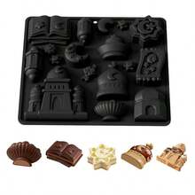1pc Holiday Theme Silicone Candy Mold Set, Includes Star, Moon, Castle, Shell Shapes, Chocolate, Pudding, Cake Baking Silicone Mold - View 6