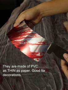 12pcs/Set Halloween Party Blood Knife Weapon Banner, Haunted House Realistic Blood-Stained Hanging Decorations, Halloween Vampire Party Supplies, Suitable For Halloween Room Decor, Bar Supplies, Indoor And Outdoor Decor, Horror Party Background Decor - View 9