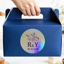 Label Transparan yang Dipersonalisasi dengan Detail Foil Emas, Cocok untuk Pernikahan dan Acara Khusus, Stiker Bulat Perekat Transparan yang Dapat Disesuaikan, Sempurna untuk Perayaan Elegan, Ideal untuk Undangan dan Suvenir Pesta, 5*3.5cm - Laser melingkar 3-G3 - View 5