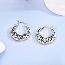 Large 925 Sterling Silver Hoop Earrings For Women, With Vintage Bow Inlaid With Cubic Zirconia And Diamond, Elegant And Stylish Gift, Understated Luxury Jewelry. - KTE626 - 查看 4