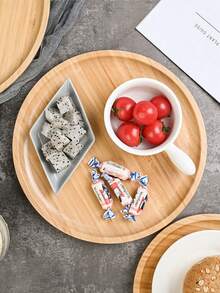 1 khay đựng thức ăn tròn bằng tre, thiết kế tối giản, thích hợp cho gia đình, nhà bếp, quà tặng Giáng sinh. - Màu be - Xem 11