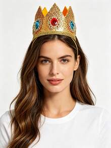 1pc Crown Headband And Necklace Set Suitable For Cosplay Party Halloween - Multicolor - View 4