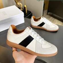 Zapatos casuales unisex, talla 36-45, zapatos casuales de mujer y zapatos deportivos de hombre, zapatos planos de suela blanda con cordones, zapatos cómodos y livianos de hombre para uso diario, de corte bajo,,,,,Zapatillas de entrenamiento alemanas de alta gama, de punta redonda, versátiles, con cordones, casuales, cómodas, de suela plana, populares para parejas, para hombres y mujeres. - 13 - Ver 4