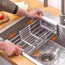 1PC Multifunctional Space-Saving  Stainless Steel Retractable Drainage Basket, Kitchen Sink Collapsible Drainer Rack, Fruit Vegetable Washing Storage Basket For Home Kitchen Countertop Apartment RV Daily Use - Multicolor - View 2