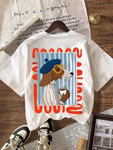 Club De Café Dachshund, Summer Dresses For Women, Beach Dresses For Women, Casual Blouses For Women, Casual Short Sleeve And Round Neck Shirts For Women, Summer Outfits For Women - White - View 3