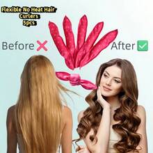 5pcs Hair Styling Tools, Sleep Curlers, Perm Rods, No-Heat Hair Curlers - Polka Dot Curls - View 1