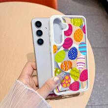 Phone Case - Vibrantly Decorated Easter Eggs With Stripes, Polka Dots, And Floral Designs. A Protective Case For The Galaxy S25 Plus, S25 Ultra, S24 Ultra, S23, S23FE, S23 Plus, S22, And S22 Plus That Is Magnetic And Feels Great In Your Hand. - 白色 - 查看 3