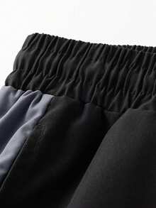 Men's Casual Contrast Side Stripe Long Pants, Letter Print, Side Pockets, Drawstring Waist, Men's Streetwear Casual Pants, Suitable For All Seasons - Black - View 3