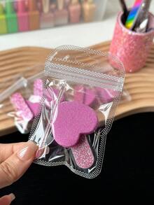 3 Stück/Set rote/rosa Feiertags-Nagelfeilen, Nagelhautschiebers, Schwamm-Nagelpflegeset, Valentinstag Neujahr herzförmiges Maniküre-Werkzeugset - Verschiedenfarbig - Übersicht 6
