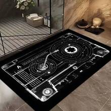 1pc Magnetic Tape Pattern Printed Floor Mat, Silica Gel Kitchen Carpet, Kitchen Mat, Rug, Easy To Clean, Rectangular Printed, Suitable For Living Room, Bedroom, Hallway, Bathroom, Laundry Room - Polyester Carpet, Suitable For Indoor And Outdoor Home Decor - Multicolor - View 5