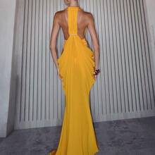 Designed For The Confident Modern Woman, This Solid Citrus‑Hued Mini Dress Combines A Simple Scoop Back, A Slimming Ruched Waist, And A Lightweight, Breathable Fabric – Ideal For A Sophisticated Yet Spicy Look That Transitions From Dinner To The Dance Floor. Maxi Dress - màu cam - Xem 7