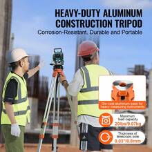 Laser Level Tripod, 5/8"-11 Thread Mount, 16.53-65.55 Inch Height Adjustment, Heavy-Duty Surveying Tripod For Construction Laser Level Scanners, Retractable Legs, Non-Slip Feet, Professional - Professionelle Zugbeine - View 2