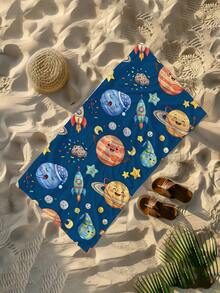 1 buc. Prosop de plajă pentru copii cu ilustrații Cosmic Planet, pătură de plajă extra mare din microfibră super moale, prosop de baie super absorbant, potrivit pentru călătorii, piscină, scufundări, surfing, yoga, camping, disponibil în mai multe dimensiuni, accesorii de plajă - Multicolor - Vizualizare 10
