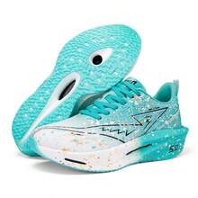 Giày chạy bộ nữ công nghệ tấm carbon marathon, giày thể thao marathon nhẹ hấp thụ sốc, giày chạy bộ fitness sợi carbon, giày chạy bộ thể thao thời trang bền bỉ, giày thể thao cổ điển đế mềm màu gradient phát sáng, giày đi bộ thoải mái - 585 Aurora Green - Xem 3