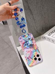 Disney Has Authorized, Phone Case - Chain Set, The Stitch Lilo & Stitch 3D Phone Case Plus A Silicone 3D Stitch Bracelet With Metallic Ring Removable Bracelet, Stitch And Angel Pattern, Compatible With Iphone17/16/15/14/13/12/11/XS/XR/X Plus Pro Max, A Stylish Cartoon Phone Case, The Perfect Gift Choice, Phone Protection, Durable Phone Cover, Great Gift For Friends And Family. - trắng - Xem 3