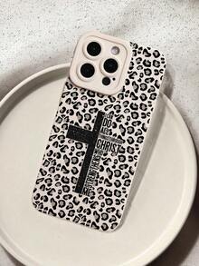 Liquid Silicone Mobile Phone Case With Full Body Protection, Shockproof And Drop-Proof, Soft TPU Rubber, Compatible With IPhone/Galaxy, With Leopard Print And Biblical Cross Pattern - 彩色 - 查看 7