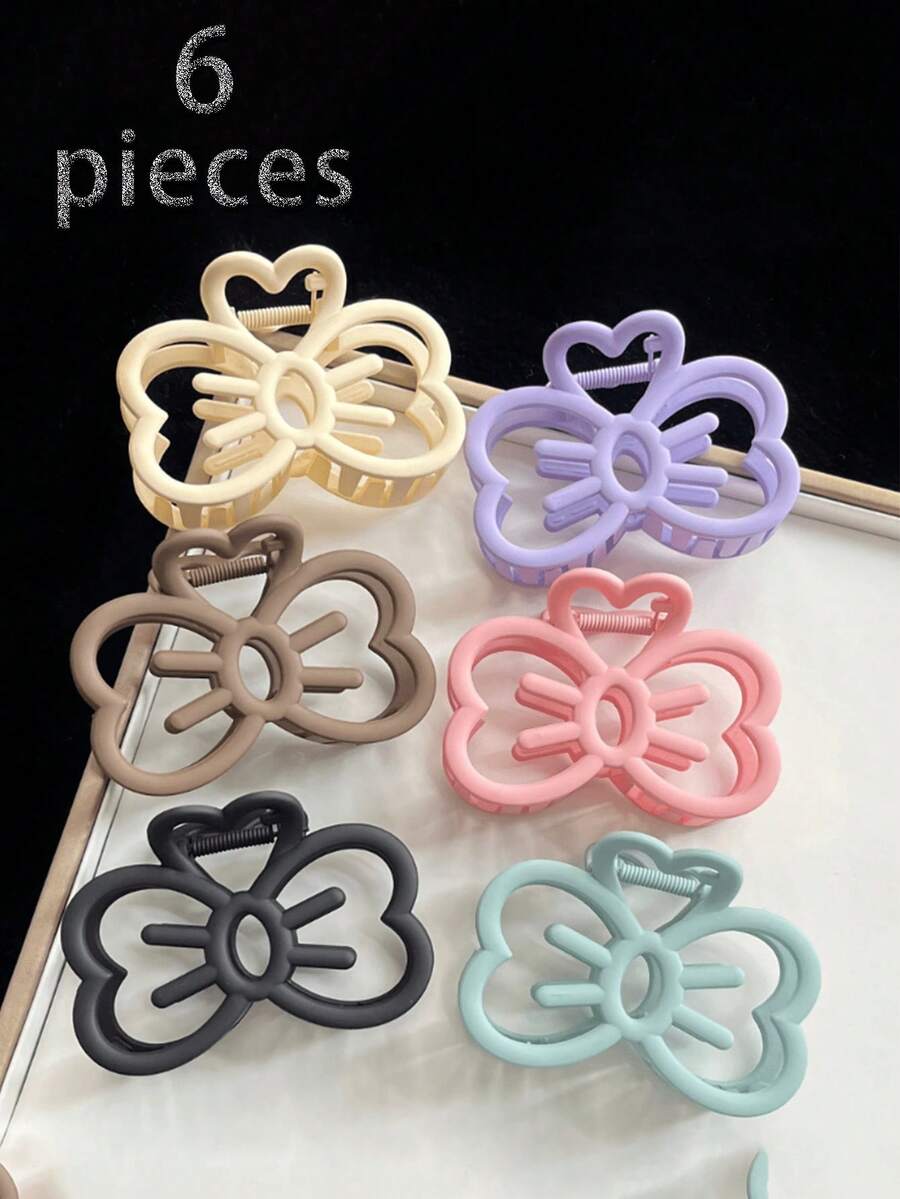 1/3pcs Cute Bow Hair Clips For Women, Minimalist Shark Claw Clips For Updo Hairstyles, Suitable For Thick Hair - Multicolor - View 1