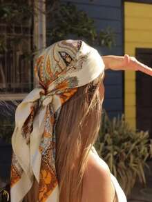 Women's Large Square Satin Scarf 90x90 Elegant Fashion Bandana For Hair And Neck - L5-leitoso - 查看 9