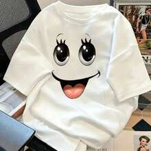 New Season 2026 T-Shirt, Pure Cotton, Fun Design, Ideal For Outings - 白色 - 查看 1