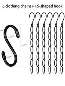 7-Slot Metal Chain Hanging Hook, Space-Saving Foldable Organizer Rack, Multi-Hook High-Efficiency Storage, Durable Wardrobe Accessory For Clothing Organization - Multicolor - View 16