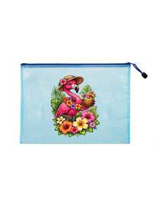 Waterproof Fashion Beach Bag. Printed With Flamingo And Flower Patterns, This Large Capacity Transparent Cosmetic Bag Features A Nylon Zipper, Lightweight And Portable, Perfect For Spring And Summer Storage. Durable And Suitable For Swimming, Beach, Diving And Summer Travel. Lightweight And Sun-Protective, It's The Perfect Back-To-School Essential Bag For Students. - Multicolor - View 13