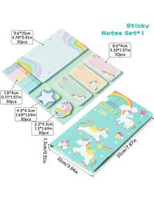 1set Magic Horse Sticky Notes Set, Cute Magic Horse Self-Stick Notes Pads Animal Divider Tabs Bundle Writing Memo Pads Back To School Office Supplies Small Gift School Supplies - one-size - View 6