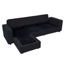 Sofá esquinero con almacenamiento, sofá modular, sofá con otomana, sofá grande para sala de estar, moderno, cómodo, núcleo de muelles ensacados, 245,5 cm - Negro - Ver 10