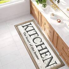 1pc Home Decor, Kitchen Text & Graphics Printed Mat, Silica Gel Kitchen Carpet, Washable Rectangular Rug, Suitable For Living Room, Bedroom, Hallway, Bathroom, Laundry Room - Polyester Carpet, Indoor & Outdoor Home Decor - Multicolor - View 4