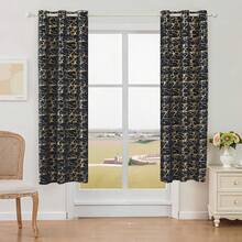 1 pieza/2 piezas Cortinas opacas/Cortinas con estampado de mármol/Diseño con ojales en la parte superior/Múltiples colores y tamaños disponibles/Cortinas 100% opacas/Protección de privacidad/Bloquean la luz solar y oscurecen la habitación/Sala de estar, dormitorio, estudio/Cortinas para fiestas/Cortinas negras - Negro - Ver 22