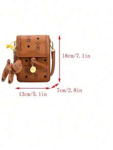 Retro Print Mini Phone Bag, Casual Shoulder Crossbody Bag - Brown - View 10