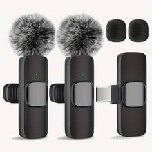 Micrófono de solapa inalámbrico, compatible con grabación inalámbrica y tipo C, audio de un toque plug and play, adecuado para smartphones, tabletas, portátiles, micrófono portátil - Ver 2