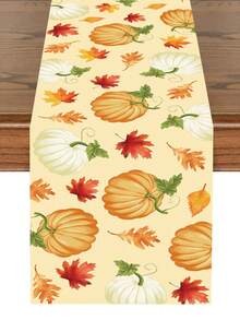 1pc 35*180cm Thanksgiving Table Runner, Featuring Pumpkin And Maple Leaf Patterns, Suitable For Thanksgiving Decoration, Autumn Decor, Kitchen, Tabletop, Home Decor And Holiday Gatherings - Multicolor - View 6