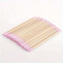 100PCS Double-Ended Cotton Swab Wooden Sticks, Small Tip Dual-Head Nail Polish Remover Sticks, Eyebrow Tattoo Beauty Makeup Cleaning Cotton Swabs, Multifunctional Manicure Nail Art Tools For Press On Nails, 100 Pieces Per Pack - 100pcs-pink - View 6