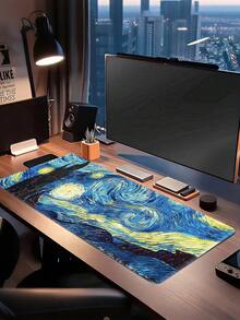 Van Gogh Cat Starry Night Large Gaming Mouse Pad, Micro-Woven Surface, Non-Slip Rubber Base, Suitable For Office And Home Use, Desktop Mouse Pad Decoration - View 3
