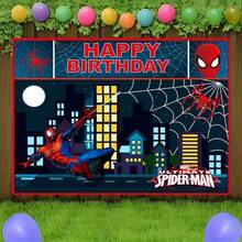 2pcs Marvel Spider-Man Birthday Backdrop Superhero Happy Birthday Party Banner Outdoor Garden Yard Grass Photography Background Wall Hanging Decoration Theme Party Photo Booth Props Studio Backdrop For Fans Celebrations Indoor Room Decor - Nhiều màu - Xem 6