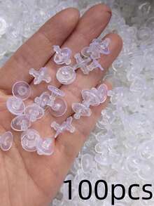 Chốt chặn khuyên tai, nút chặn khuyên tai silicone, nút chặn khuyên tai cao su trong suốt, nút tai mềm có đệm, nút chặn khuyên tai silicone thay thế ít gây dị ứng (20/50/100 cái) - Trong sáng - Xem 9