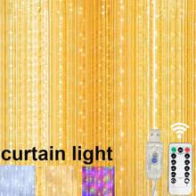 Bedroom Fairy Tale Window Curtain Lights, Christmas String Lights With 8 Modes USB Plug, Wall Hanging Fairy Lights With Remote Control, For Indoor Wedding Party Background Christmas Decor - USB Curtain Light - View 7