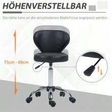 360° Swivel Task Stool With Massage Function And Casters - Adjustable Seat Height From 49 To 64 Cm, Ergonomic Backrest - -Plated Metal Frame With Black Faux Leather Upholstery - Black - View 4