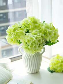 1/3 de 38,5 cm de plantas artificiais de primavera e verão para decoração de vasos de flores, hortênsias artificiais realistas. Disponíveis em branco, azul escuro e verde. Perfeitas para decoração floral de casamentos, ornamentos para casa, buquês de noiva e decoração de jardins externos. Também ideais como presentes de aniversário e outras ocasiões especiais, adequadas para todas as estações do ano. - Verde - Ver 3