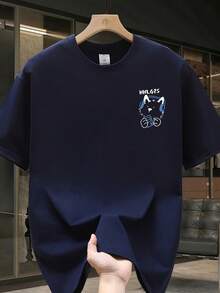 Men's Short-Sleeved T-Shirt, Made Of High-Quality Pure Cotton, With A Fashionable Brand Print, New, Casual Summer, Plus Size, Loose And Versatile. - 灰色 - 查看 2