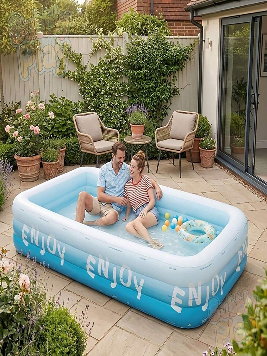 1PC Large Inflatable Swimming Pool, Backyard Leisure Inflatable Pool (Random Color), Suitable For Backyard, Garden, Patio And Other Spaces, Foldable Storage, 3-Layer Height Structure - Ice Realm Leisure Pool - View 1