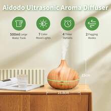 Onion Head Aromatherapy Diffuser - Home Essential Oil Set Humidifier - With Multiple LED Mood Lights - Cold Mist Aromatherapy Machine - Suitable For Bedrooms, Large Rooms, Living Rooms, With Light Wood Grain Texture - Light Wood Grain - View 8