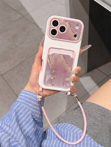 Funda de teléfono a prueba de golpes con ranura para tarjeta, material de TPU, con patrón de mármol, adecuada como regalo de vacaciones, compatible con Apple 11 12 13 14 15 16 Pro/Pro Max/14 15 16/17, unisex - Multicolor - Ver 1