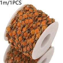 Dây chuyền hạt cườm bằng thép không gỉ 304 mạ vàng 18K, màu vàng sáng bóng, tráng men cát, dài 1m, dùng để tự làm vòng tay, dây chuyền, phụ kiện trang sức. - xích - Xem 7