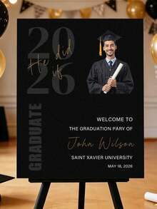 Cartel de Bienvenida de Graduación Personalizado con Foto Personalizada, Nombre, Escuela y Año de Graduación - Cartel de Fiesta de Graduación Personalizado para Graduado 2026, Decoración de Graduación - Multicolor - Ver 10