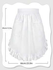 1 pieza/2 piezas Delantal de mujer con corbata, bolsillos, estilo vintage con volantes, delantal lindo para cocinar, mesera, empleada doméstica, uso en el hogar - Multicolor - Ver 2