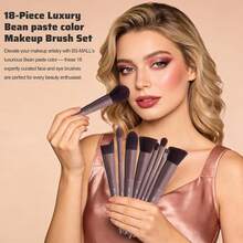 BS-MALL Luxury Coffee Brown Makeup Brush Set With Large Bag, Professional Full Face Cosmetic Tools For Foundation Blush & Eyeshadow, Premium Gift For Girlfriend - Coffee Brown - View 3